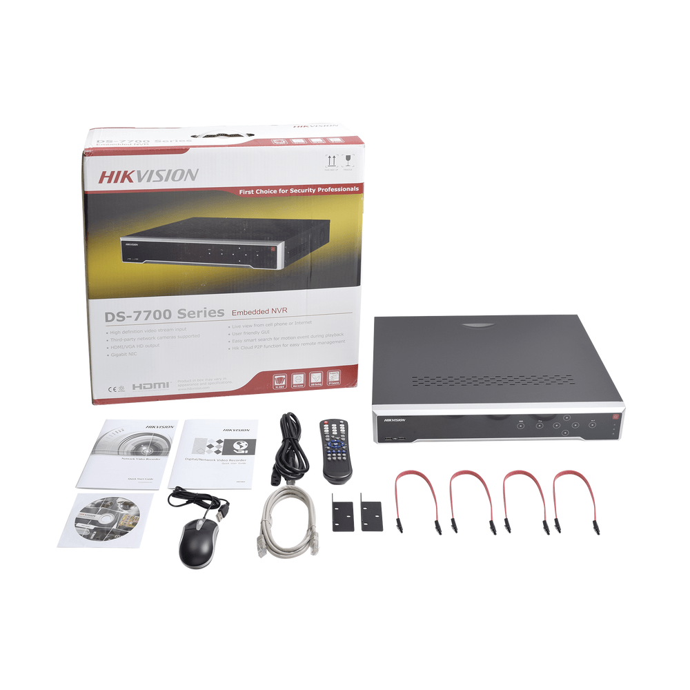 NVR HIKVISION 32 CANALES IP 4k 8 MP / PoE 200W 16 CH / 4 SATA / 1 AUDIO / 16 ALARMA