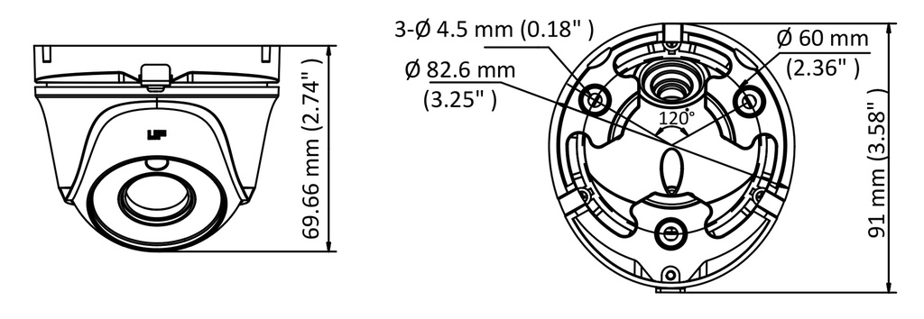 THC-T120-M CÁMARA HILOOK DOMO TURRET 2 MP / GRAN ANGULAR / 2.8 MM