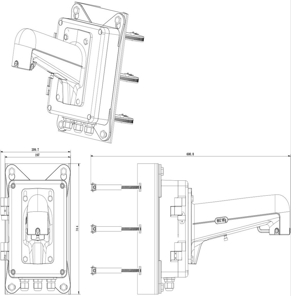 DS-1602ZJ-BOX-POLE SOPORTE COLGANTE HIKVISION PARA DOMO / INTERIOR - EXTERIOR