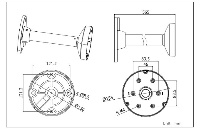 DS-1271ZJ-155 SOPORTE COLGANTE HIKVISION PARA DOMO / INTERIOR - EXTERIOR