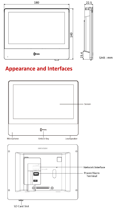 DS-KH8350-WTE1 MONITOR HIKVISION IP WiFi TACTIL 7&quot;