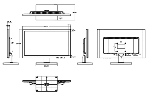 DS-D5019QE-B MONITOR HIKVISION LED 18.5&quot; / 1366 x 768 / HDMI / VGA