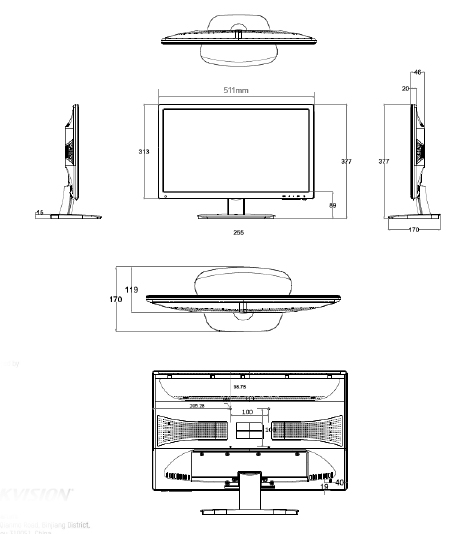 DS-D5022QE-E MONITOR HIKVISION LED 21.5&quot; / 1920 X 1080 / HDMI / VGA