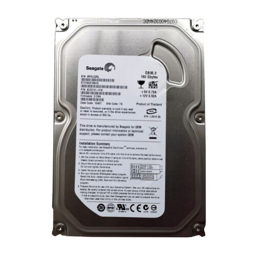 DISCO DURO INTERNO 3.5&quot; SATA 3 GB/S / 7200 RPM / 2 MB CACHE / 160 GB