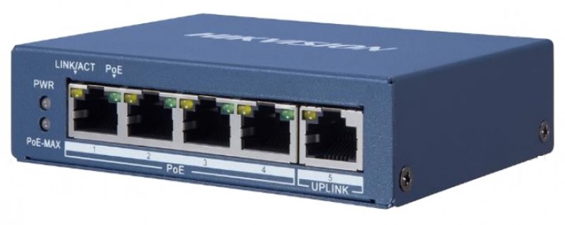 SWITCH 4 PUERTOS GIGABIT 10/100/1000 MBPS POE / 1 PUERTO GIGABIT 10/100/1000 UPLINK / MÁX POTENCIA POE 38 W / POE+