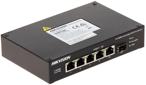 [DS-3T0306HP-E/HS] SWITCH 5 PUERTOS RJ45 / POE 90W