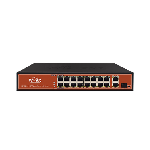 [WI-PS518G] SWITCH 16 PUERTOS / POE / DE LARGO ALCANCE, HASTA 250M,16 X 10/100MBPS (POE) + 2 X 100/1000MBPS + 1 X SFP, 200 W